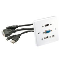 LINDY 60220 HDMI / VGA / USB / Jackplug Adapter [1x HDMI, VGA, USB-A, Jackplug female 3,5 mm - 1x HDMI, VGA, USB-A, Jackplug female 3,5 mm] Wit
