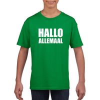 Hallo allemaal tekst groen t-shirt voor kinderen