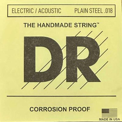 DR Strings PL-018 Plain Steel Elektrisch / Akoestische Losse Snaar .018