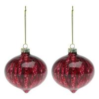 Kerstballen (2 pcs) 112490 Bruin Rood 8 cm (2 Stuks)