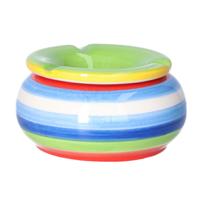 Storm asbak - gekleurd - D10 cm - aardewerk - multi kleuren - rond - buiten/binnen asbakken
