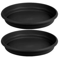 Opvangbord - 5x - zwart - kunststof - D26 cm - onderschaal/opvangbord
