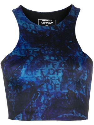 Off-White haut crop à logo imprimé en all over - Bleu