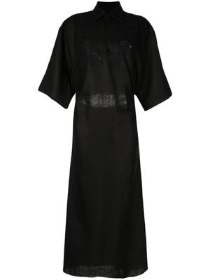LITKOVSKA robe en lin à détail de guipure - Noir