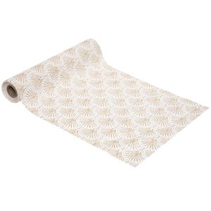 Atmosphera tafelloper - wit - met gouden palmbladeren - 28 x 300 cm   -