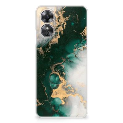 TPU Siliconen Hoesje voor OPPO A17 Marmer Groen