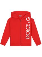 Dolce & Gabbana Kids hoodie zippé à logo imprimé - Rouge - thumbnail