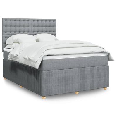 Boxspring met matras stof lichtgrijs 140x190 cm