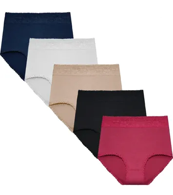 Gaubert 5-pak kanten dames taille slips - Kanten dames onderbroeken multipack katoen - Dames ondergoed