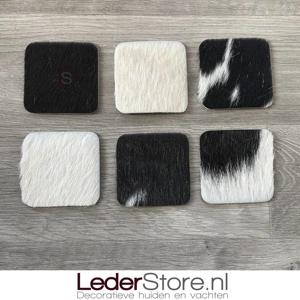 Koeienhuid onderzetters zwart wit 10x10cm