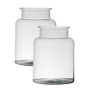 2x stuks transparante home-basics vaas/vazen van glas 25 x 19 cm