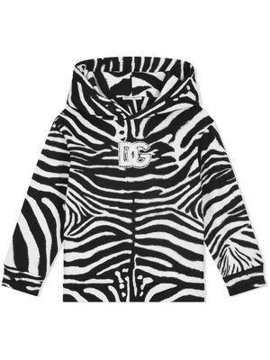 Dolce & Gabbana Kids hoodie en coton à imprimé zèbre - Blanc
