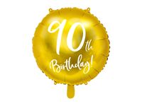 Folieballon 90th Birthday goud (45cm) - thumbnail
