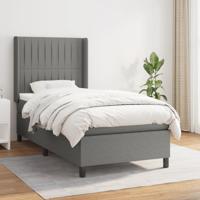 Boxspring met matras stof donkergrijs 90x190 cm