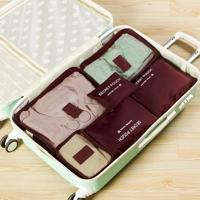 6 STKS/set reistas ClothesLuggage organisator hoge capaciteit mesh verpakking kubussen (wijn rood)