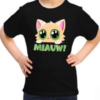 Verkleed T-shirt voor jongens/meisjes - Miauw - zwart - carnaval - feestkleding voor kinderen