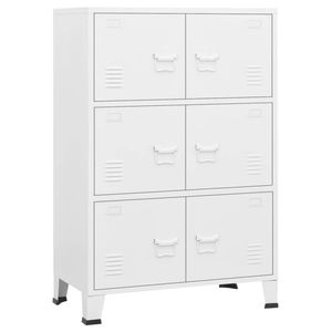 The Living Store Industriële Kast - Opbergkast 6 Vakken - Wit 75x40x115cm