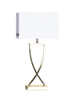 Tafellamp wit & messing met E27 fitting en schakelaar By Rydens Omega 52 cm