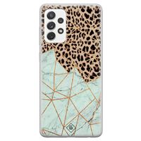 Samsung Galaxy A52s siliconen hoesje - Luipaard marmer mint