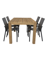 Alberto teak tuintafel 160 met Qopps Tampa dining tuinstoel