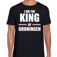 Koningsdag t-shirt I am the King of Groningen zwart voor heren