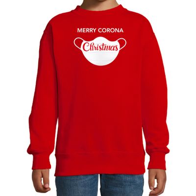 Merry corona Christmas foute Kerstsweater / outfit rood voor kinderen Merry corona Christmas foute Kerstsweater / outfit rood voor kinderen