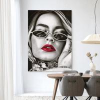 Urban Cotton Wandkleed 'Fresh Red' 145 x 190cm in Frame - black