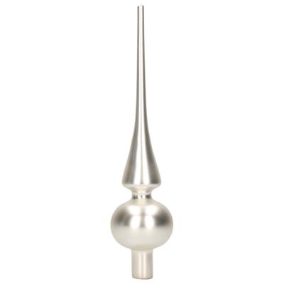 Decoris Kerst piek - zilver - 26 cm - glas - mat - kerstboompiek