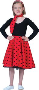 Rock and Roll rok met sjaaltje kind rood/zwart