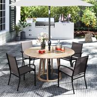 Buiten Eettafelstoel-set met 4 Stoelen Stapelbare Terras-slingstoelen met Ademend Stof in Grijs