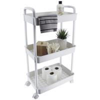 Tendance Keuken/badkamer trolley 3 laags - 38 x 26 x 77 cm - wit - kunststof - met wielen Tendance Keuken/badkamer trolley 3 laags - 38 x 26 x 77 cm - wit - kunststof - met wielen