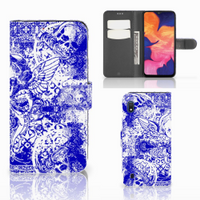 Telefoonhoesje met Naam Samsung Galaxy A10 Angel Skull Blauw - thumbnail