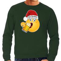 Foute Kersttrui/sweater voor heren - bier - groen - grappig - emoji