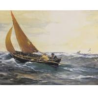 Canvas Schilderij Schip op zee