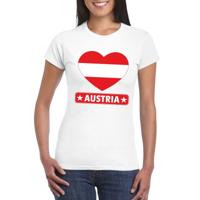 Oostenrijk t-shirt - met hartjes vlag print - wit - dames - korte mouwen - landen supporters