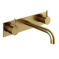 Hotbath Cobber - Wastafelmengkraan - zonder Waste - Laag - Geborsteld Messing PVD - Inbouw - Messing - V12