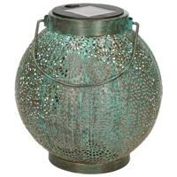 Anna&apos;s collection Solar lantaarn - turquoise - metaal - 14 x 16 cm