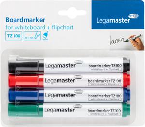 Viltstift Legamaster TZ 100 whiteboard rond 1.5-3mm assorti blister à 4 stuks