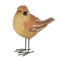 Decoratie Tuinbeeld vogeltje - lijster - metaal - 10 cm - thumbnail