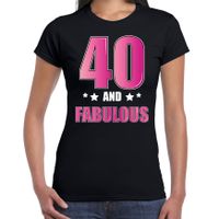 40 and fabulous verjaardag cadeau t-shirt / shirt 40 jaar zwart voor dames - thumbnail