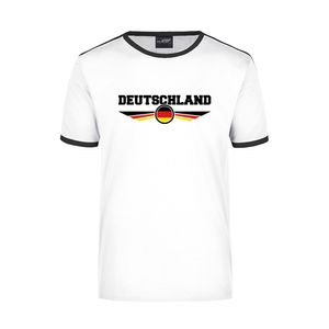 Deutschland wit / zwart ringer landen t-shirt logo met vlag Duitsland voor heren