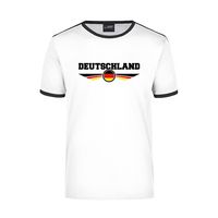 Deutschland wit / zwart ringer landen t-shirt logo met vlag Duitsland voor heren