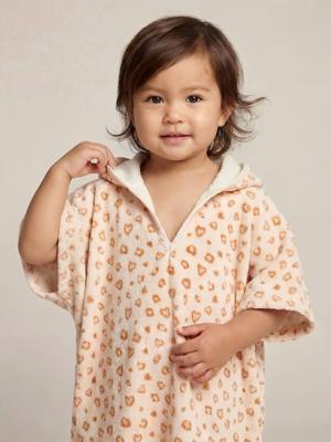 Badponcho baby Dieren, met gerecycled katoen wit, bedrukt