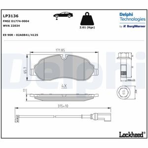 Remblokkenset, schijfrem LP3136