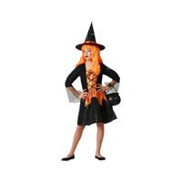 Kostuums voor Kinderen Oranje Heks Halloween Maat 10-12 Jaar