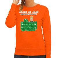 Koningsdag sweater voor dames - meer of minder - bier/pils - oranje - feestkleding - thumbnail
