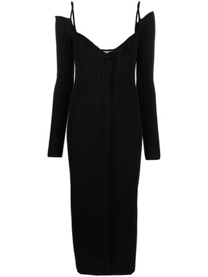 Philosophy Di Lorenzo Serafini robe en maille nervurée à col v - Noir
