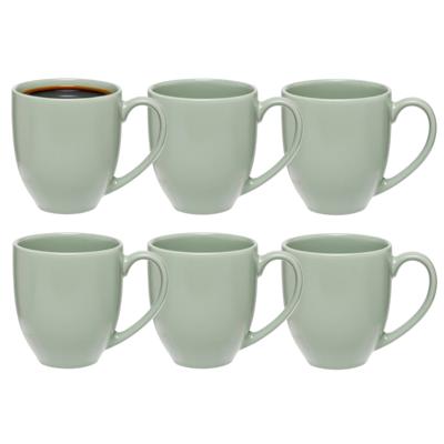 5Five Koffiemokken Venice - 12x stuks - Keramiek - mintgroen - 480 ml - 9 x 11 cm