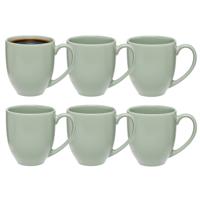 5Five Koffiemokken Venice - 12x stuks - Keramiek - mintgroen - 480 ml - 9 x 11 cm