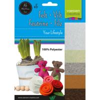 Vaessen Creative • vilt pakket 2mm a5 beige bruin 5st.